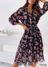 Black dress with pink flowers